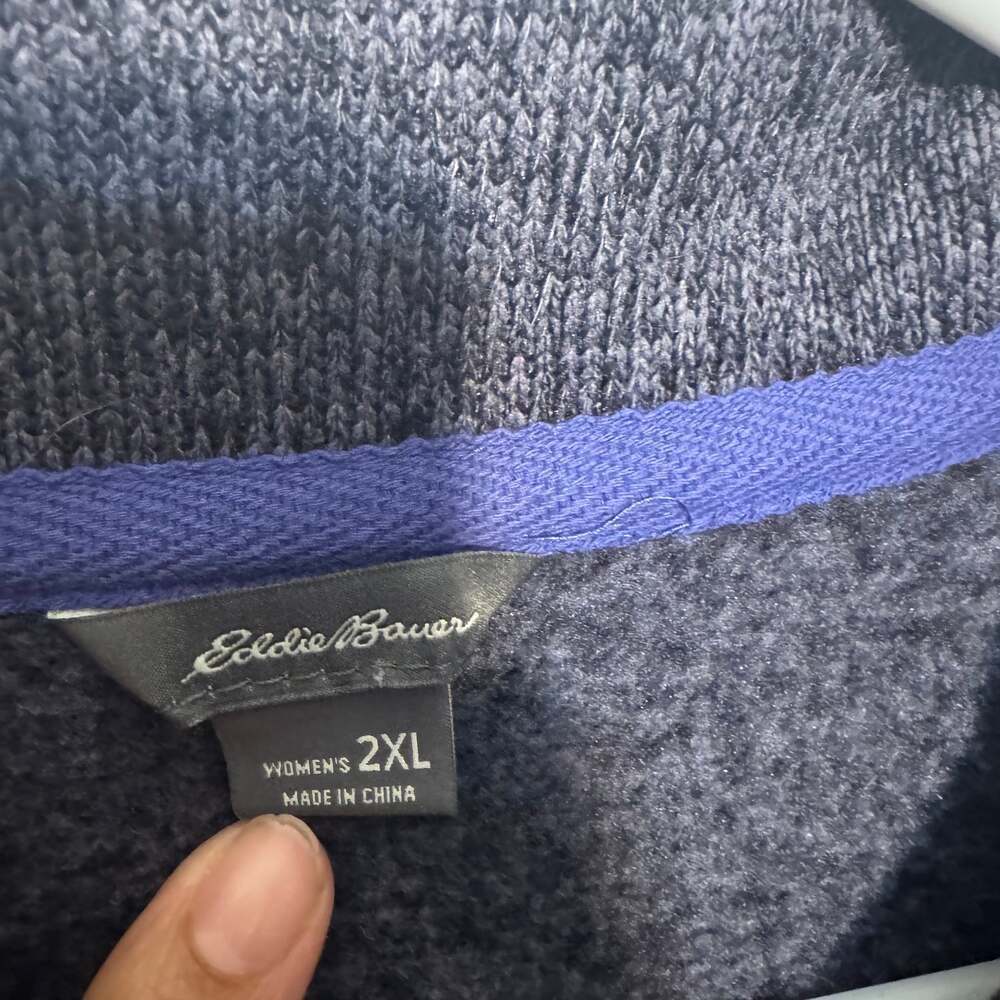 Eddie Bauer Fleece Sweatshirt Womens 2XL Blue 1/4 Button Up Outdoor Casual - Picture 4 of 4